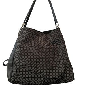 Coach logo hobo shoulder bag blue interior